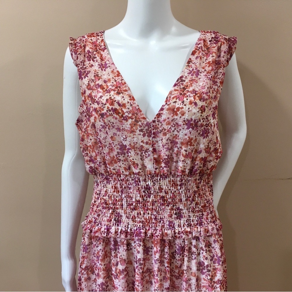 Banana Republic Long Maxi Dress Women Tall 10 Floral Print Elastic Waist New - Picture 3 of 7